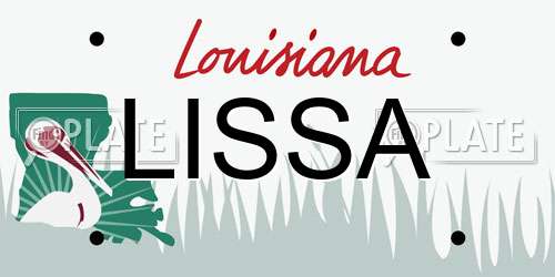 LISSA Louisiana License Plate