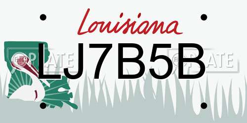 LJ7B5B Louisiana License Plate