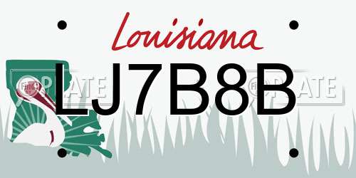 LJ7B8B Louisiana License Plate