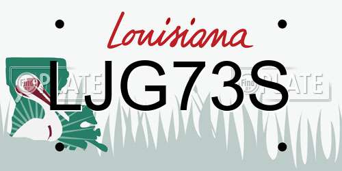 LJG73S Louisiana License Plate