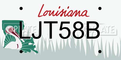 LJT58B Louisiana License Plate