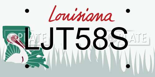 LJT58S Louisiana License Plate