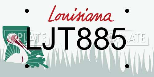 LJT885 Louisiana License Plate