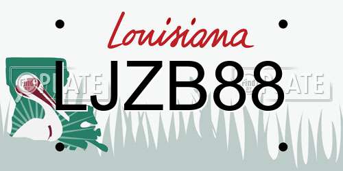 LJZB88 Louisiana License Plate