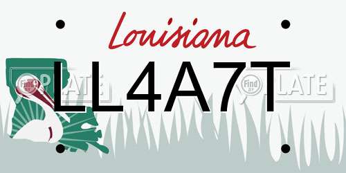 LL4A7T Louisiana License Plate