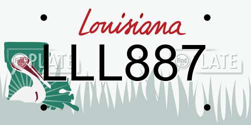LLL887 Louisiana License Plate