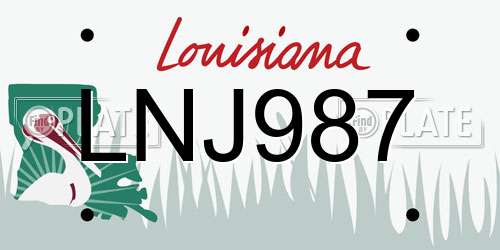 LNJ987 Louisiana License Plate