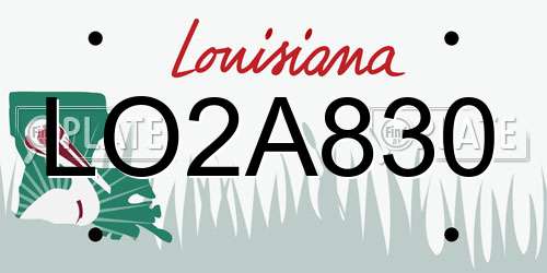 LO2A830 Louisiana License Plate