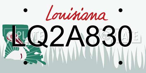 LQ2A830 Louisiana License Plate