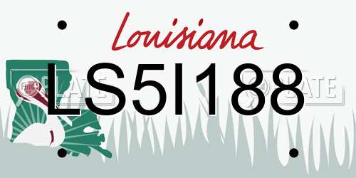 LS5I188 Louisiana License Plate