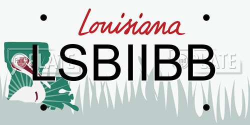 LSBIIBB Louisiana License Plate