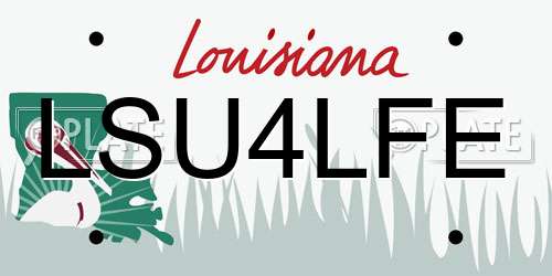 LSU4LFE Louisiana License Plate