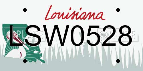LSW0528 Louisiana License Plate