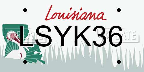 LSYK36 Louisiana License Plate