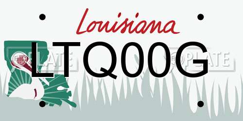 LTQ00G Louisiana License Plate