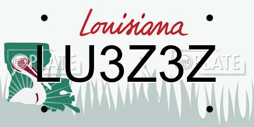 LU3Z3Z Louisiana License Plate