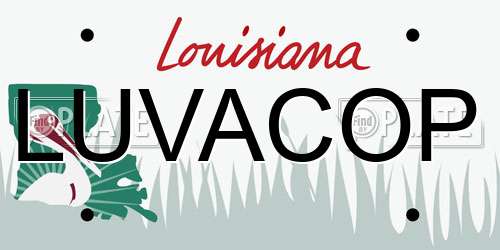 LUVACOP Louisiana License Plate