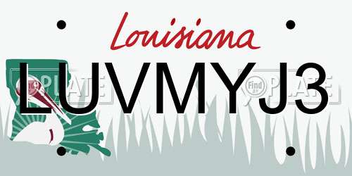 LUVMYJ3 Louisiana License Plate