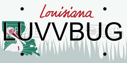 LUVVBUG Louisiana License Plate