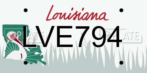 LVE794 Louisiana License Plate