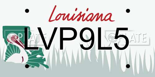 LVP9L5 Louisiana License Plate