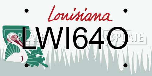LWI64O Louisiana License Plate