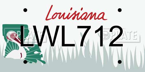 LWL712 Louisiana License Plate