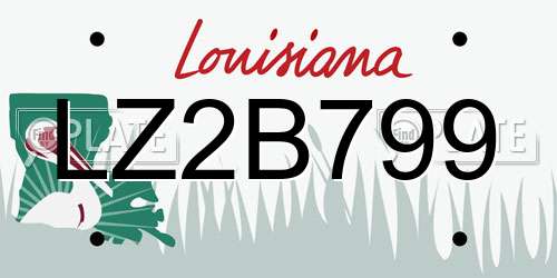 LZ2B799 Louisiana License Plate
