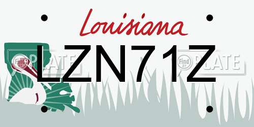 LZN71Z Louisiana License Plate