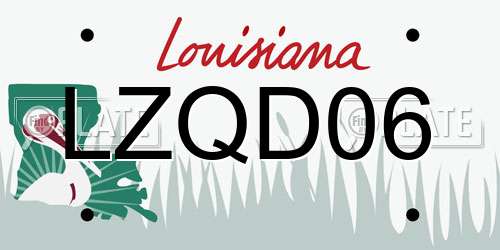LZQD06 Louisiana License Plate