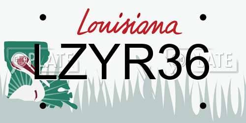 LZYR36 Louisiana License Plate