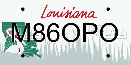 M86OPO Louisiana License Plate