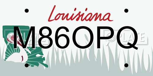 M86OPQ Louisiana License Plate