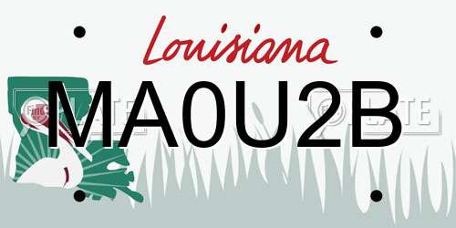 MA0U2B Louisiana License Plate