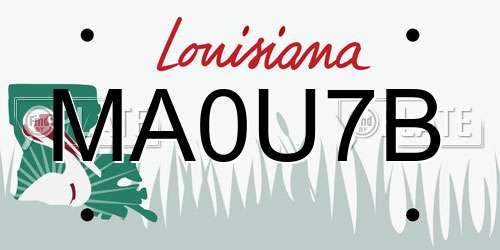 MA0U7B Louisiana License Plate