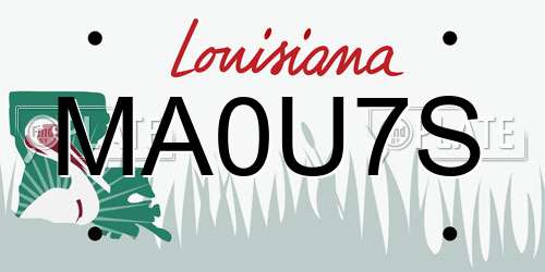 MA0U7S Louisiana License Plate