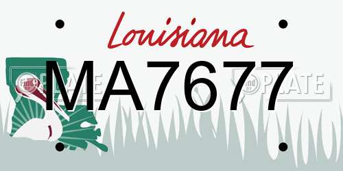 MA7677 Louisiana License Plate