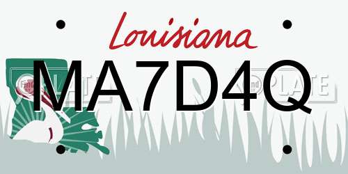MA7D4Q Louisiana License Plate