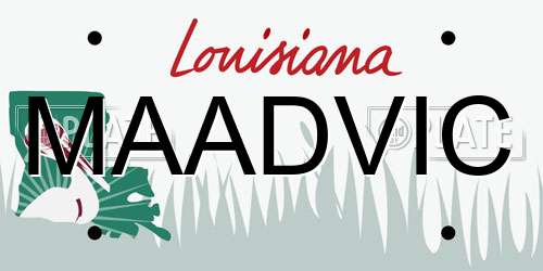 MAADVIC Louisiana License Plate