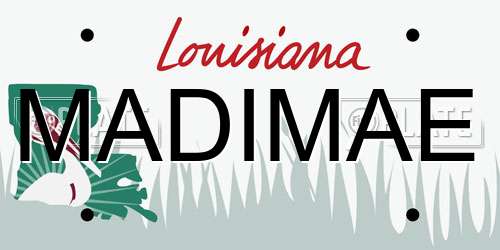 MADIMAE Louisiana License Plate