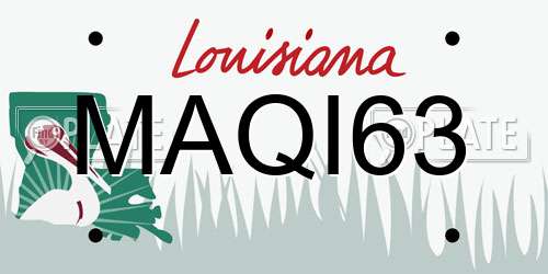 MAQI63 Louisiana License Plate