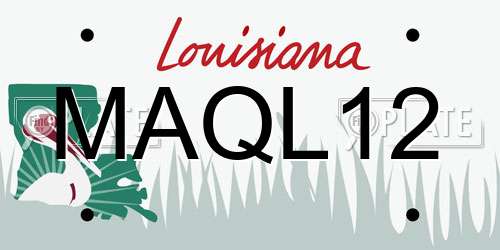 MAQL12 Louisiana License Plate