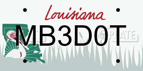 MB3D0T Louisiana License Plate