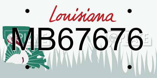 MB67676 Louisiana License Plate