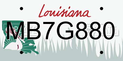 MB7G880 Louisiana License Plate