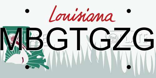 MBGTGZG Louisiana License Plate