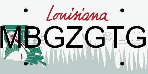 MBGZGTG Louisiana License Plate