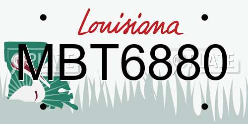 MBT6880 Louisiana License Plate