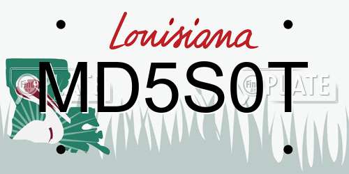 MD5S0T Louisiana License Plate