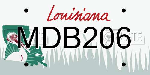 MDB206 Louisiana License Plate